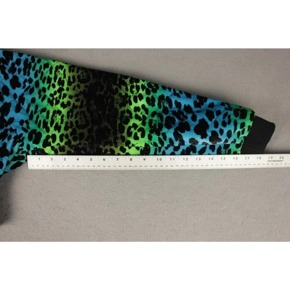 Versace‎ for H&M Leopard Tropical Baroque Cropped Bomber Jacket Blue Green US 6 - Picture 8 of 10